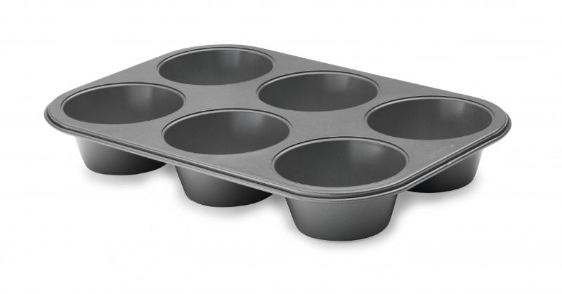 Pyrex Platinum™ 6 Cup Texas Muffin Pan with non-stick coating for perfect oversized muffins and easy cleanup.