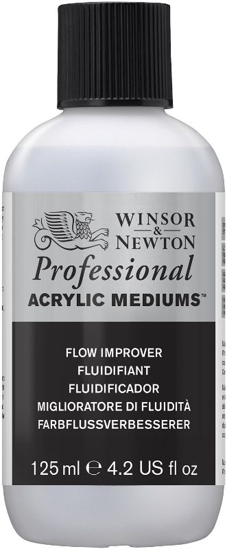 Winsor & Newton Professional Acrylic Flow Improver enhances fluidity, transparency, and blending in acrylic painting.