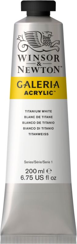 Winsor & Newton Galeria Titan White acrylic paint, 200ml, vibrant, opaque coverage for artists and DIY projects.