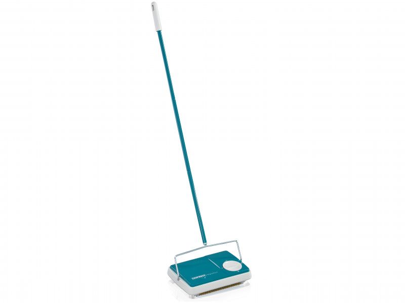 Leifheit Regulus Carpet Sweeper with durable metal casing, three brushes, and adjustable height for efficient, cordless cleaning.