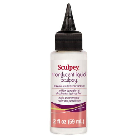 Sculpey Translucent Liquid 59ml for glossy finishes in jewelry, sculptures, and mixed media projects, oven-bake for permanence.