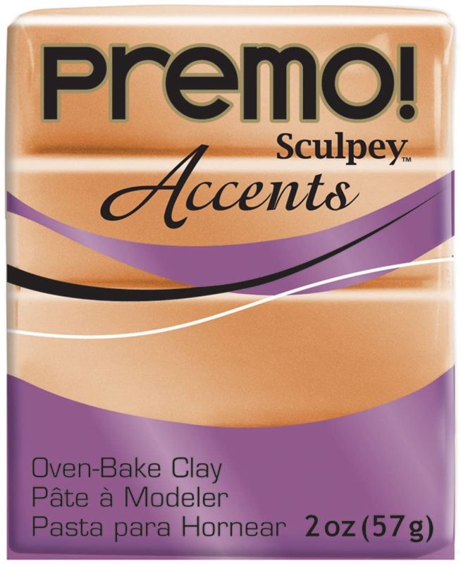 Vibrant Copper 5067 Sculpey Premo Accent Polymer Clay, perfect for jewelry, sculpting, and mixed media projects.