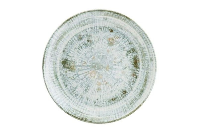 Set of 12 Bonna Odette 27cm coupe plates, featuring rustic design, durable porcelain, and scratch-resistant glaze.