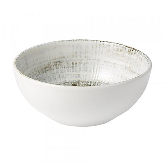 Set of 12 Bonna Odette Deep Bowls, 130mm, elegant porcelain with a rustic pattern, scratch-resistant, stackable, and dishwasher safe.