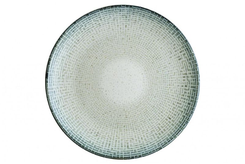 Set of 4 Bonna Maze Coupe Plates, 21cm, featuring a modern geometric design and durable porcelain construction.