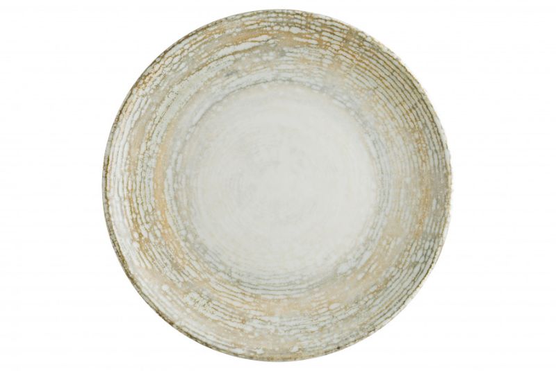 Set of 12 Bonna Patera Coupe plates in earthy tones, 210 mm, scratch-resistant, microwave and dishwasher safe.