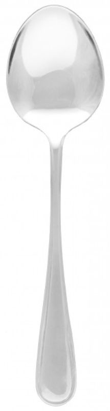 Elegant 12-pack Tablekraft Melrose dessert spoons in mirror-polished 18/0 stainless steel, perfect for any occasion.