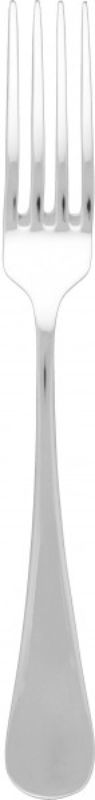 Set of 12 elegant stainless steel table forks with mirrored finish and teardrop handles, ideal for any dining occasion.