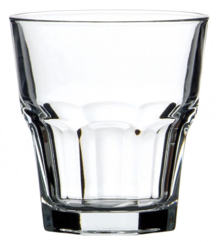 Elegant set of 12 Pasabahce Casablanca Rocks glasses, perfect for serving whiskey and cocktails, made in Turkey.