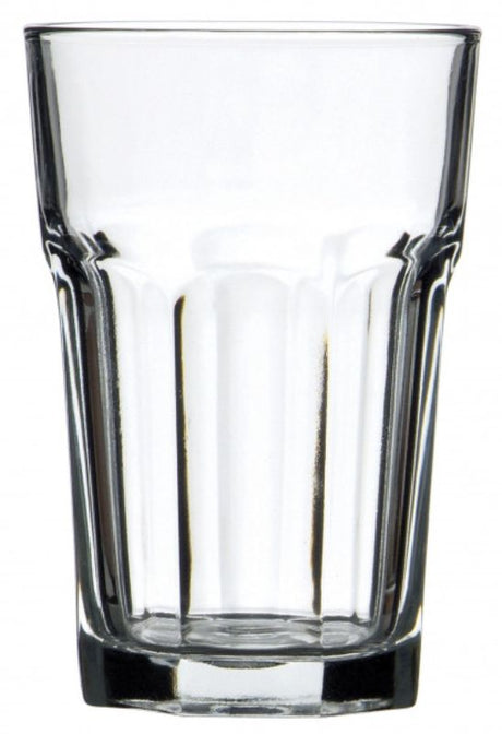 Elegant Pasabahce Casablanca cooler glasses set of 12, 365ml each, ideal for cocktails and soft drinks.