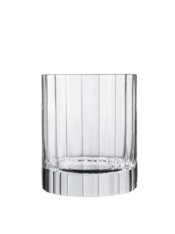 Elegant set of 6 Luigi Bormioli Bach 255ml tumblers featuring a faceted design, heavy base, and durable lead-free crystal.