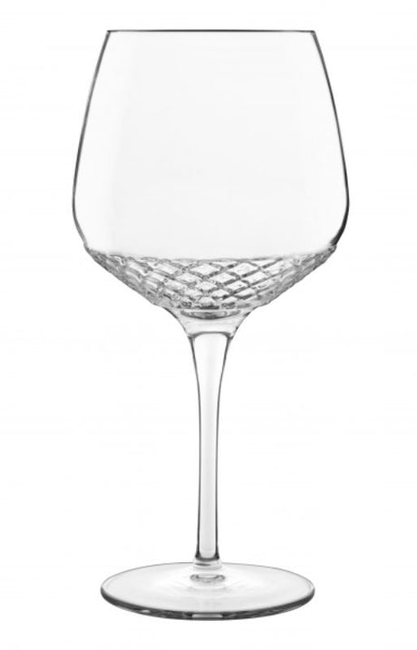 Elegant set of 6 Luigi Bormioli Roma cut-glass gin glasses, made from durable lead-free crystal for a sophisticated cocktail experience.