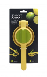 Joseph Joseph Juicemax Citrus Press, a two-stage juicer with easy-squeeze handles and twist knob for maximum juice extraction.