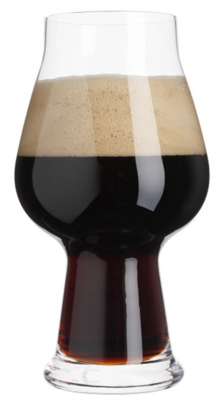 Set of 2 Luigi Bormioli Birrateque Stout glasses, crafted for enhancing dark beer tasting experiences.