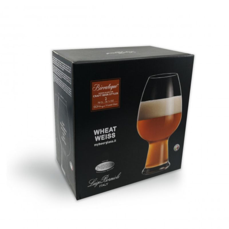 Set of 2 Luigi Bormioli Birrateque Wheat glasses, 780ml, designed for enhancing flavors and aromas of wheat beers.