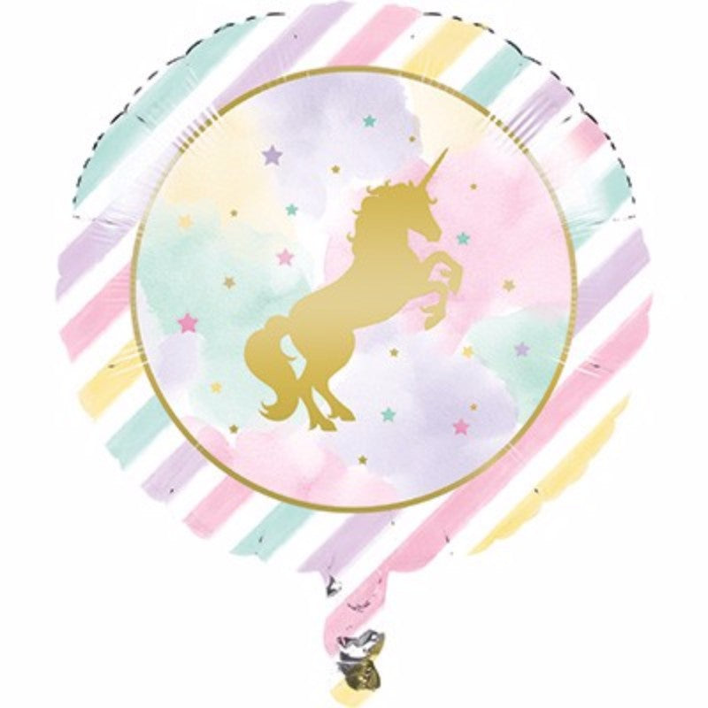 45cm Unicorn Sparkle Foil Balloon featuring a vibrant unicorn design, perfect for magical celebrations and easy helium inflation.