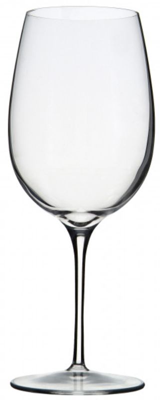 Set of 6 Luigi Bormioli Vinoteque Cabernet glasses in lead-free crystal, designed for enhancing full-bodied red wine tasting.