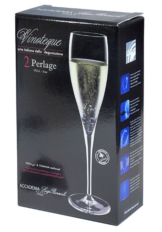 Elegant Luigi Bormioli Vinoteque Flute Set of 2, crafted from lead-free crystal for a luxurious wine tasting experience.