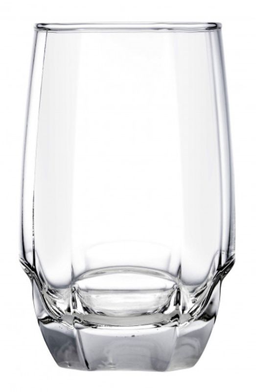 Set of 6 Ocean Charisma HiBall glasses, 415ml, featuring crystal-like cut design for elegant drink serving.