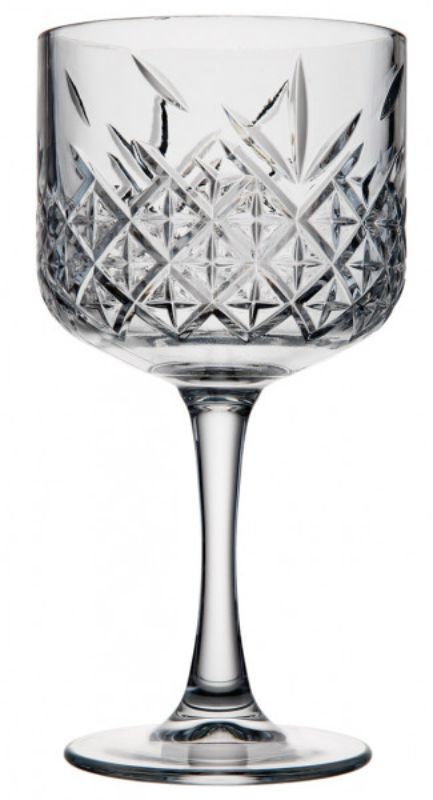 Elegant set of 12 Pasabahce Timeless cocktail tumblers with traditional cut crystal design, crafted from durable thick glass.