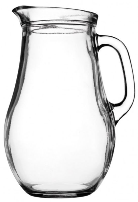 Set of 6 Pasabahce Bistro Jugs, 1.85L each, clear glass for elegant drink presentation for any occasion.