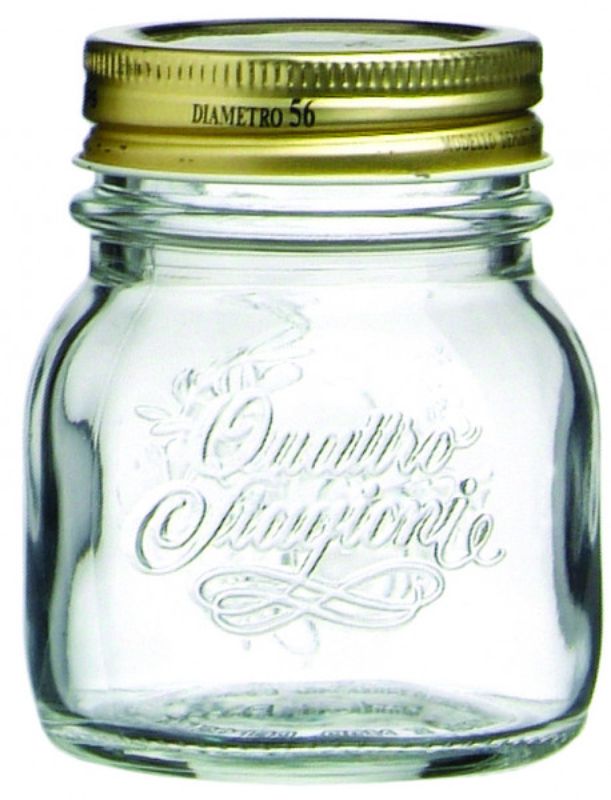Set of 12 Bormioli Rocco 150ml jars for home canning, perfect for preserves, sauces, and pickled vegetables, made in Italy.