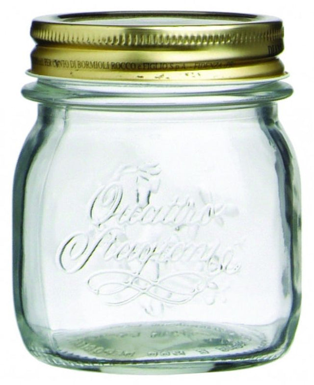 Bormioli Rocco 250ml Quattro Stagioni jars set of 12, perfect for preserving jams, sauces, and pickled vegetables.