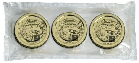 Set of 6 Bormioli Rocco 56mm lids for Quattro Stagioni jars, ideal for home canning and eco-friendly food preservation.