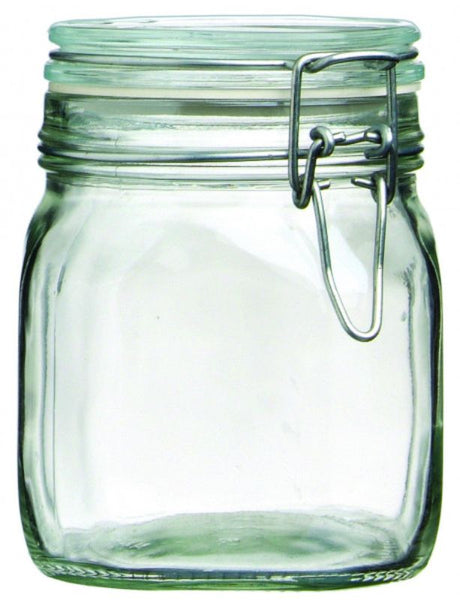 Set of 12 Bormioli Rocco Fido 750ml jars with airtight seal, perfect for food storage and preserving homemade goods.