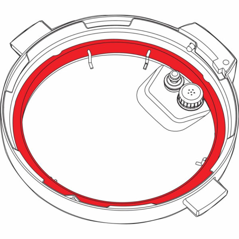 Two vibrant Instant Pot 5L sealing rings in red and blue, designed for safe, high-pressure cooking, BPA-free silicone.