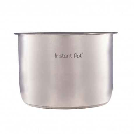 Stainless steel inner pot for Instant Pot, 3Lt, with 3-ply bottom, polished surface, and pressure safety markings for easy cooking.