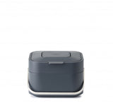 Joseph Joseph Stack 4 caddy in graphite, featuring ventilated design, odor filter, easy-access lid, and stainless-steel handle.