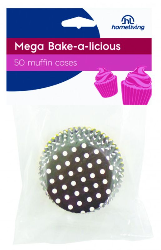 Large pack of 50 colorful muffin cases, perfect for baking cupcakes and muffins, eco-friendly and stylish design.