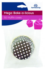 Large pack of 50 colorful muffin cases, perfect for baking cupcakes and muffins, eco-friendly and stylish design.