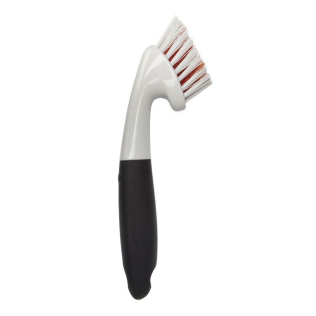 OXO Goodgrips Grout Brush with sturdy bristles and ergonomic handle, ideal for cleaning grout and tight spaces.