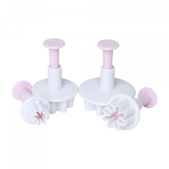 Wiltshire Flower Cutter & Pusher set of 4 for crafting realistic fondant flowers, made of durable plastic and dishwasher safe.