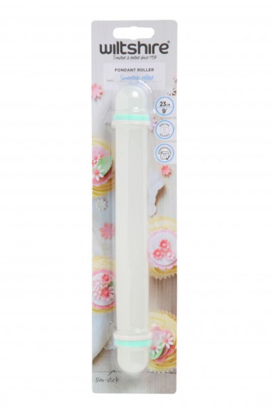 Wiltshire Fondant Rolling Pin in white, designed for easy, precise rolling of fondant and pastries, dimensions 7cm x 3cm x 30cm.