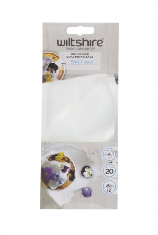 Grey dual piping bags from Wiltshire, pack of 20 for precise cake and pastry decoration. Ideal for bakers of all levels.