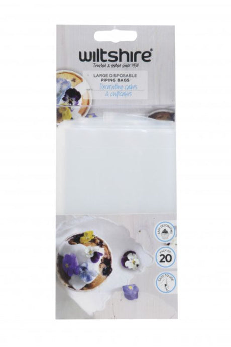 Wiltshire Disposable Bags 20Pk for easy, precise cake and pastry decorating; durable, ideal for home bakers.