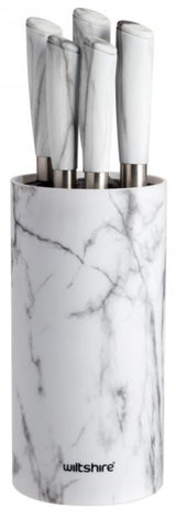 Elegant Wiltshire Marble Knife Block with 6 premium knives, featuring soft-touch finish and innovative flexi rod inserts.