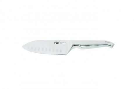 Furi Pro East/West Santoku Knife 13cm with Japanese stainless steel blade, ergonomic handle, and scalloped edge for effortless slicing.