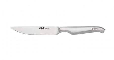 Furi 4-Piece Serrated Steak Knife Set featuring 12cm Japanese stainless steel blades and ergonomic reverse-wedge handles.