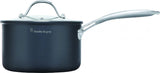 Stanley Rogers BI-PLY saucepan with cool-touch handles, glass lid, and durable aluminum and stainless steel construction.