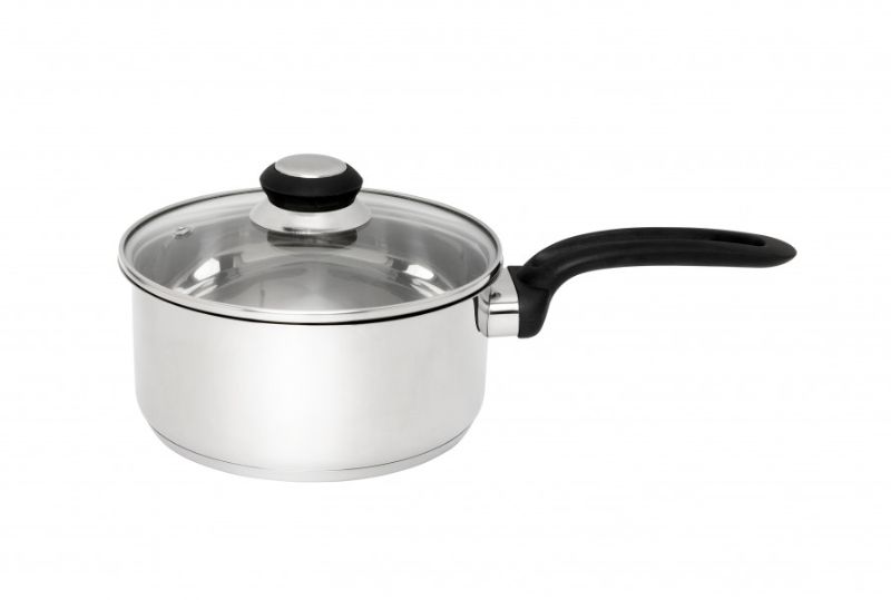 Wiltshire Classic Saucepan 18cm, stainless steel, induction-compatible, with a spoon rest and toughened glass lid.