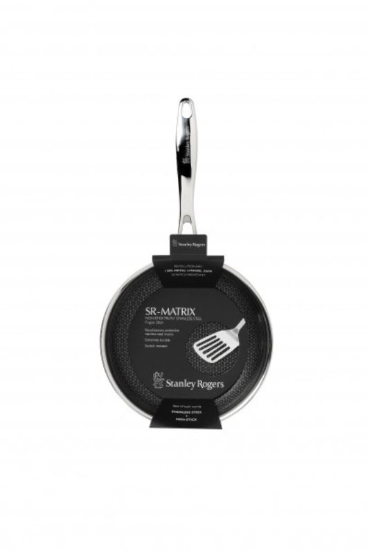 20cm Matrix Stainless Steel Frypan by Stanley Rogers featuring a durable non-stick coating and ergonomic cool touch handle.