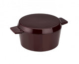 Stanley Rogers 28cm Cast Iron French Oven in Bordeaux, featuring a dual-purpose lid, easy-release enamel surface, and wide handles.