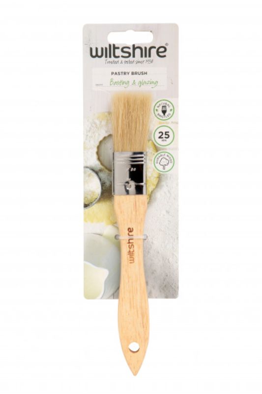 Wiltshire Pastry Brush with 25mm natural bristles for even glazing, basting, and achieving golden-brown pastries.