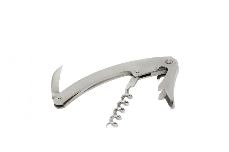 Elegant Wiltshire Waiters Friend stainless steel corkscrew with foil cutter and bottle opener, perfect for wine lovers.