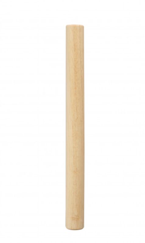 Durable 30cm rubber wood French rolling pin featuring a hot stamped logo, perfect for precise dough rolling and baking.