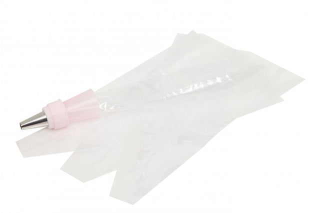 Wiltshire Dual Piping Bag Set for precise baking decorations, includes durable bag and nozzles for cakes and pastries.